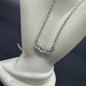 Vintage Necklace Avon RJ Graziano 1970s 3 Rhinestones Silver Tone Adjustable